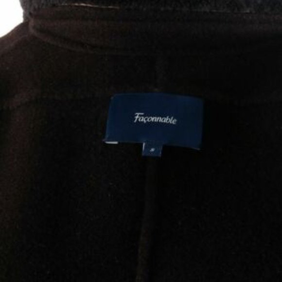 FACONNABLE Dark Brown Wool Angora Double-Breasted Overcoat Size s - Picture 4 of 5